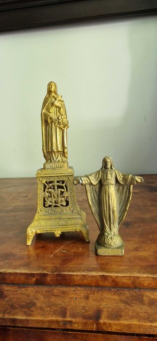 Dwie figury rzeźby sakralne Św Teresa Jezus Francja dewocjonalia antyk
