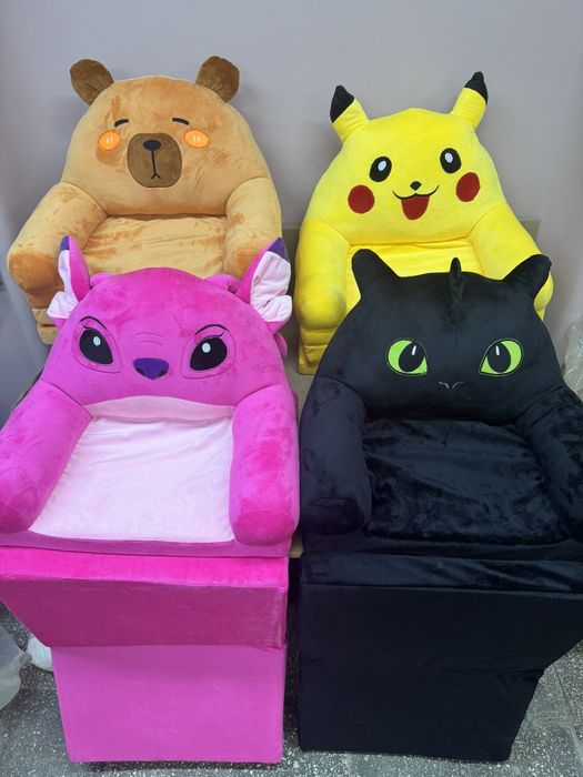 М'яке дитяче крісло Пікачу, Стіч рожевий,Фурія Беззубик, Ведмідь  і