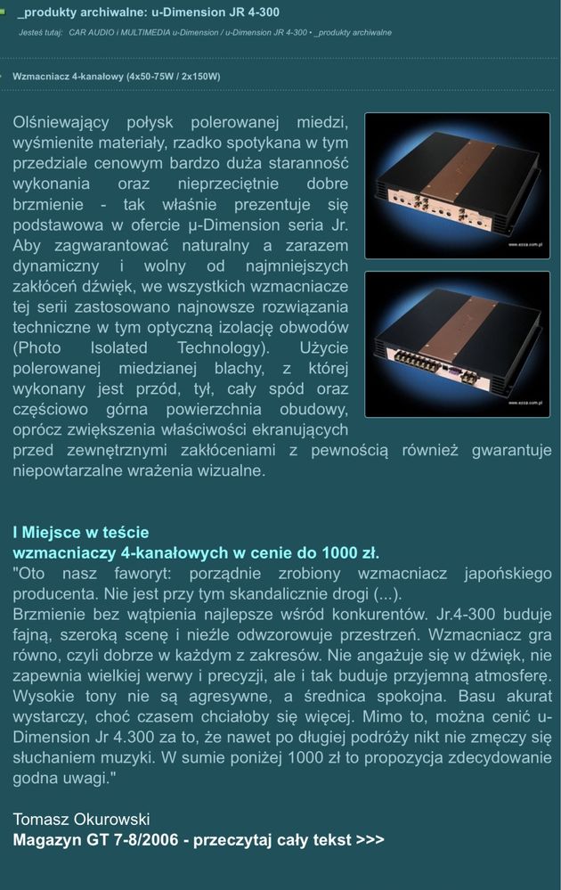 q-Dimension JR4-300 wzmacniacz samochodowy 4 kanały SQ jakość