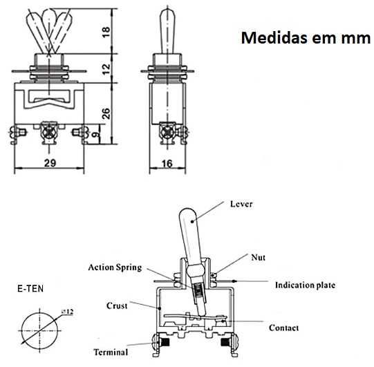 Terminal de ligação / Interruptor