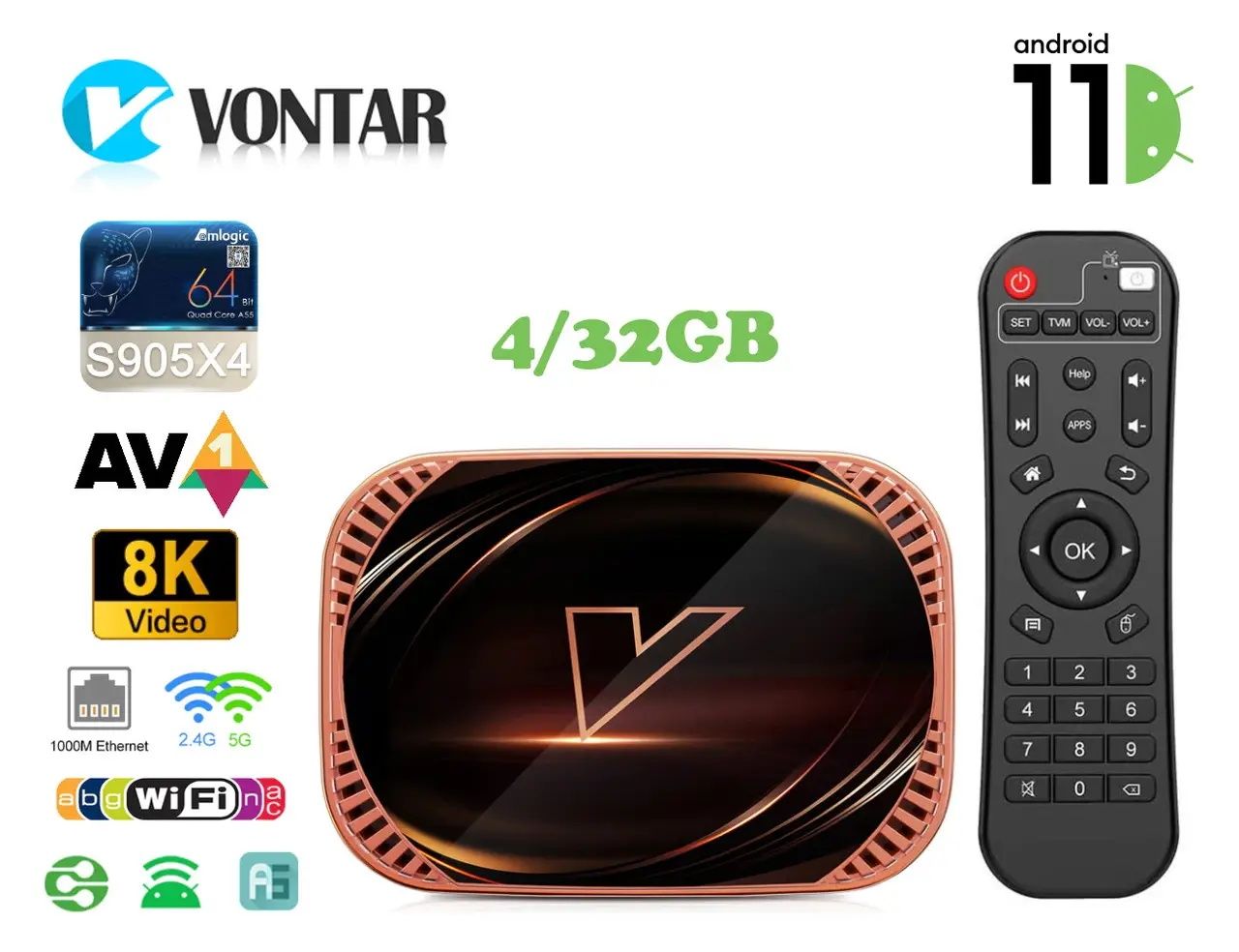 Tv box Vontar X4 4/32 Гб приставка смарт тв андроид11