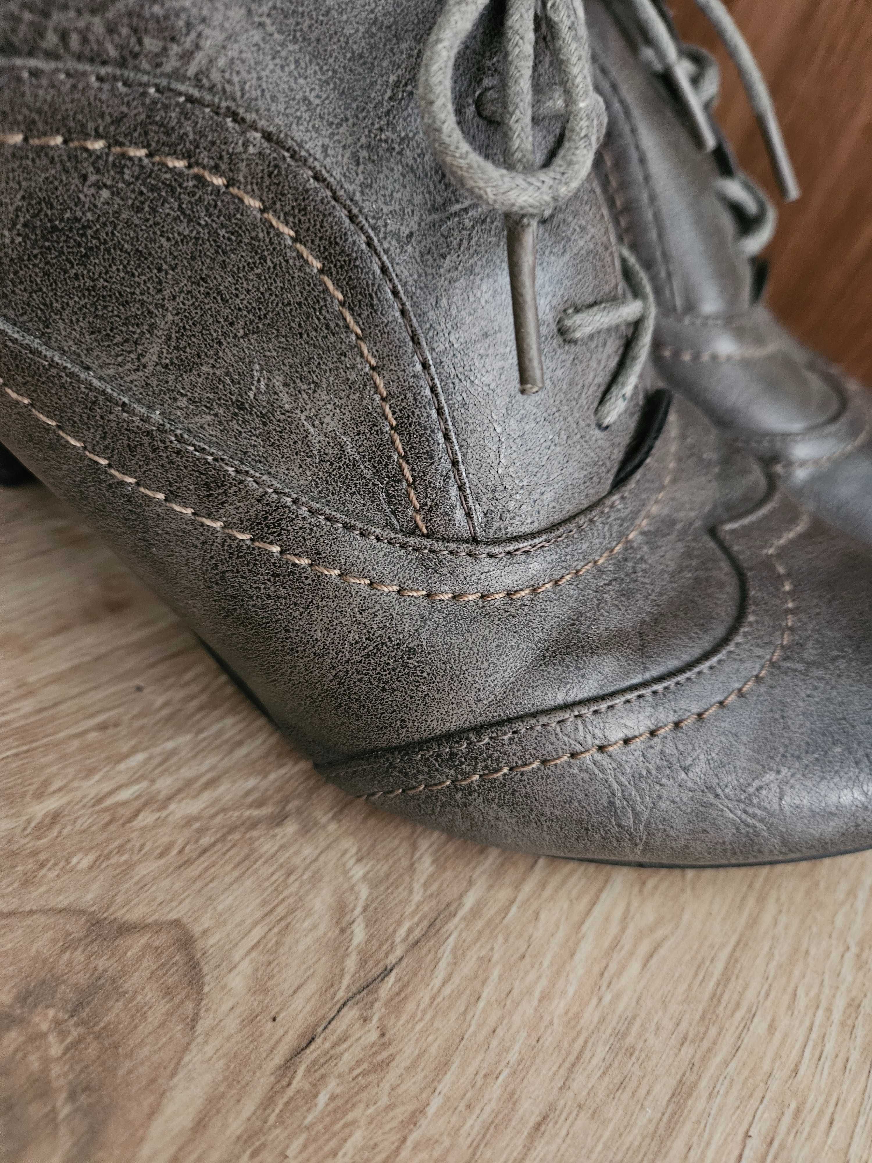 K&m Fasion buty botki na obcasie półbuty rozmiar 40 skóra