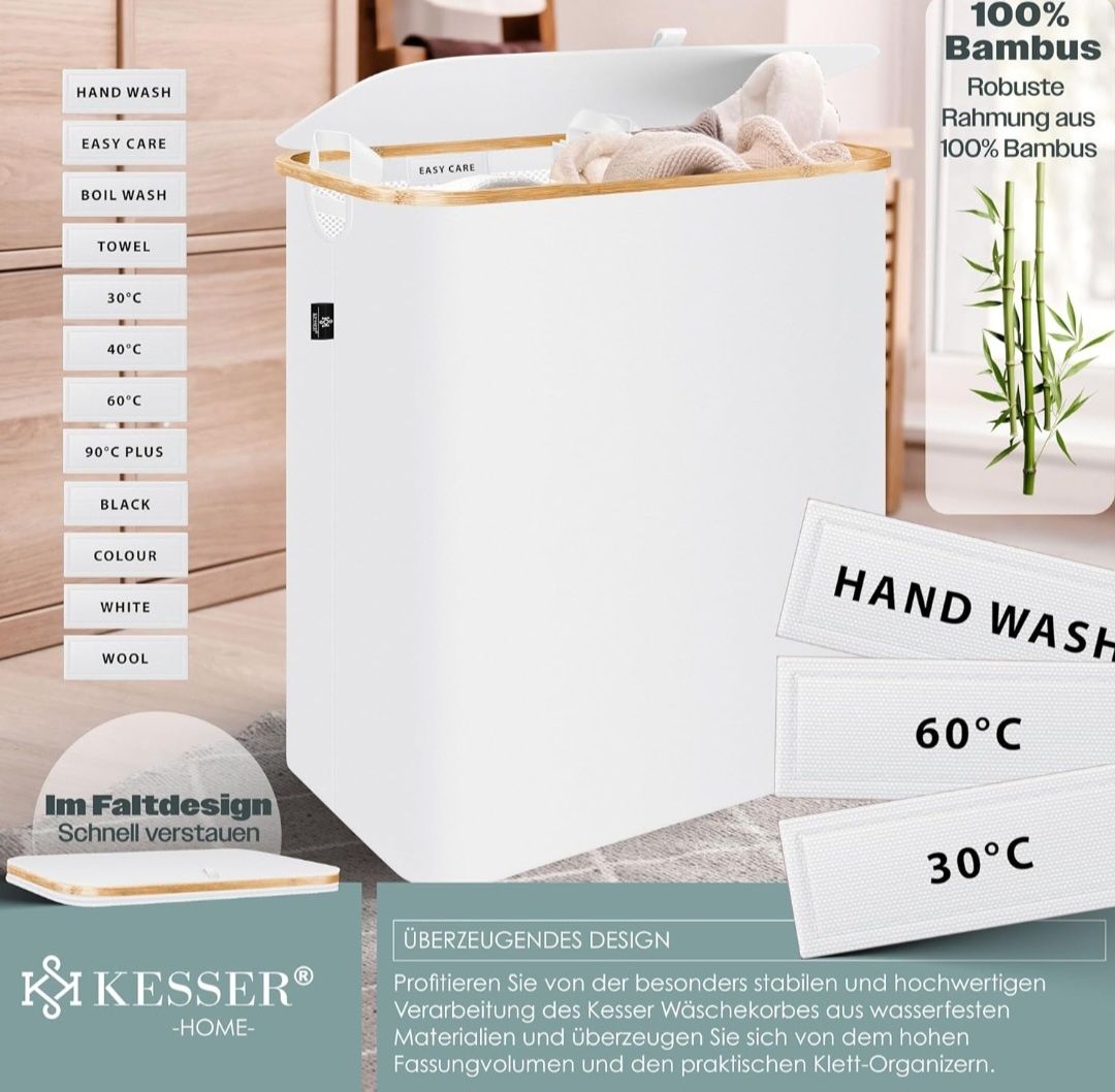 Kosz na bieliznę KESSER pojemnik na pranie 170 L zamykany