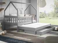 Drewniane dwuosobowe łóżko dziecięce LUNA 2 - materace w cenie!