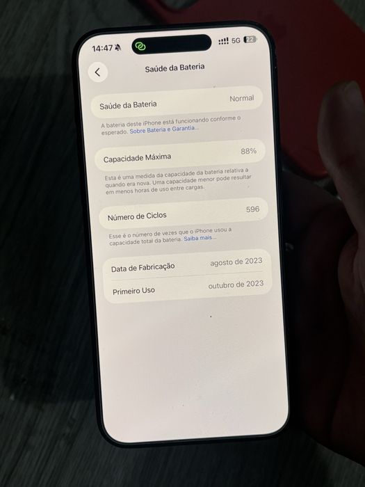 Iphone 15 pro max 256gb trincado trazeira de resto 100%