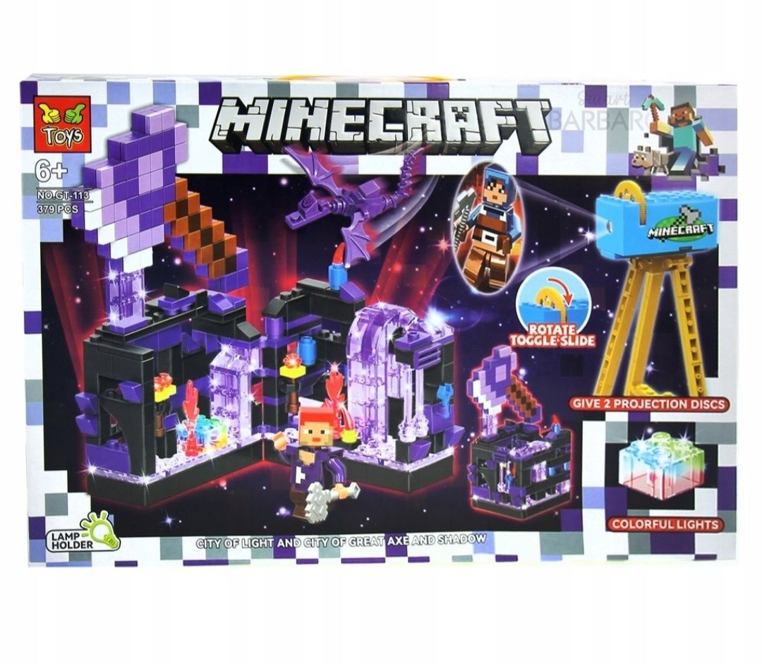Klocki Minecraft Fioletowa Jaskinia Forteca z PROJEKTOREM 379 el.