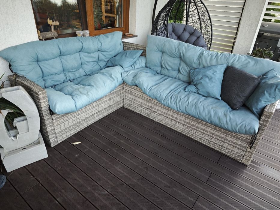 Komplet mebli ogrodowych technorattan narożnik, stół, ławka