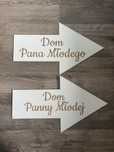 Znak drogowskaz wesele dom panny mlodej i pana mlodego