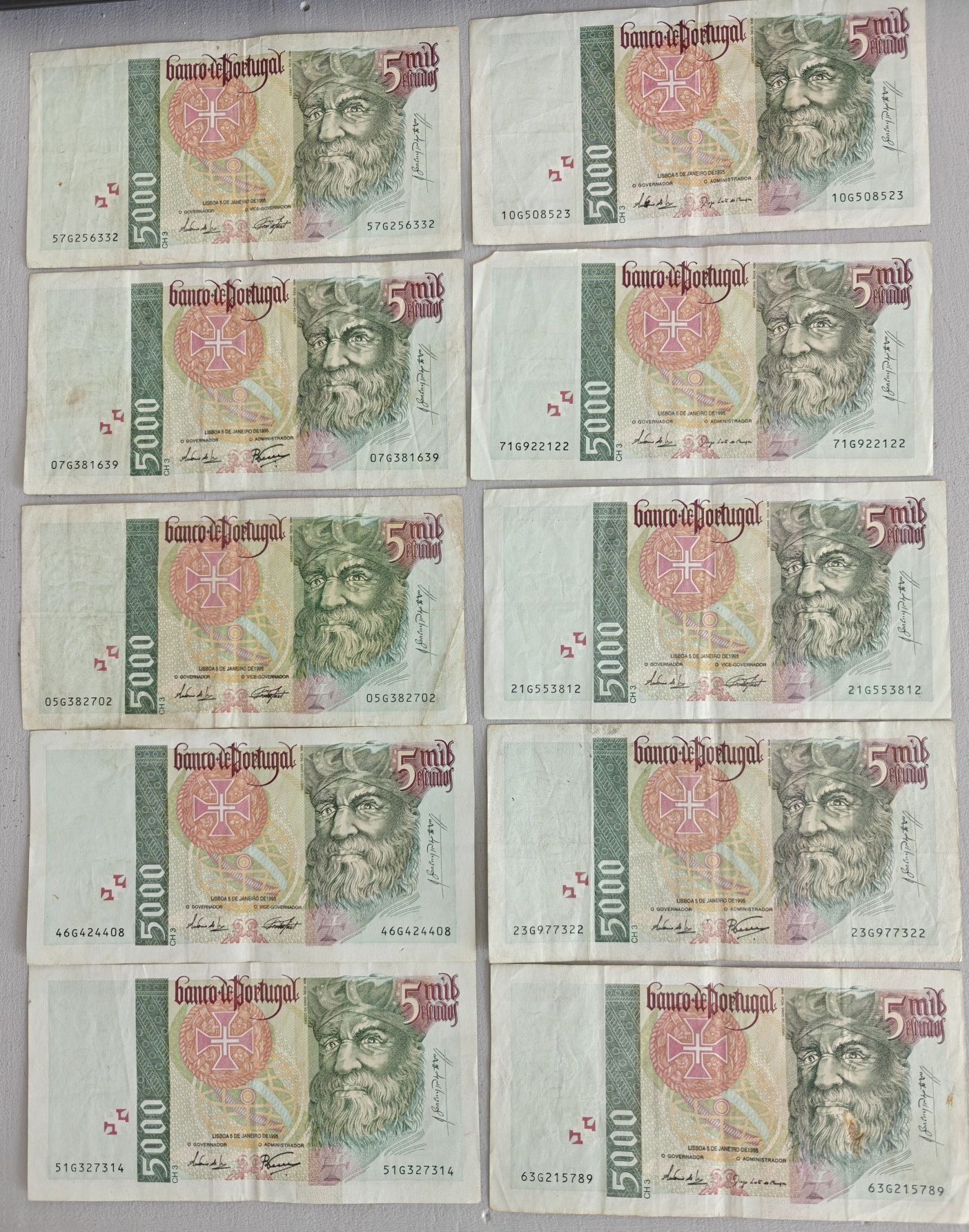 Lote de notas de 5000 escudos