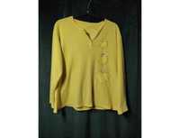 Bluzka piżamowa sweterek w kotki żółte serduszka plus size