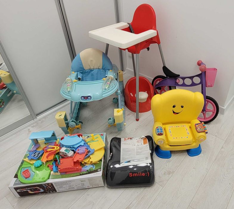 Zabawki dla dzieci / rowerek , chodzik, krzesełko interaktywne, całość