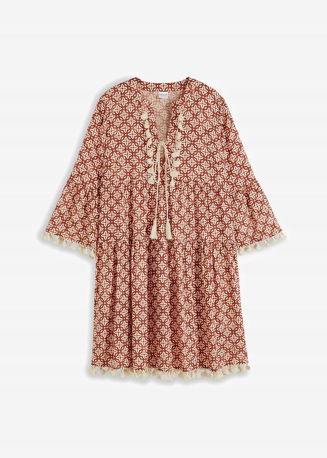B.P.C sukienka tunikowa we wzory z frędzlami boho 48.