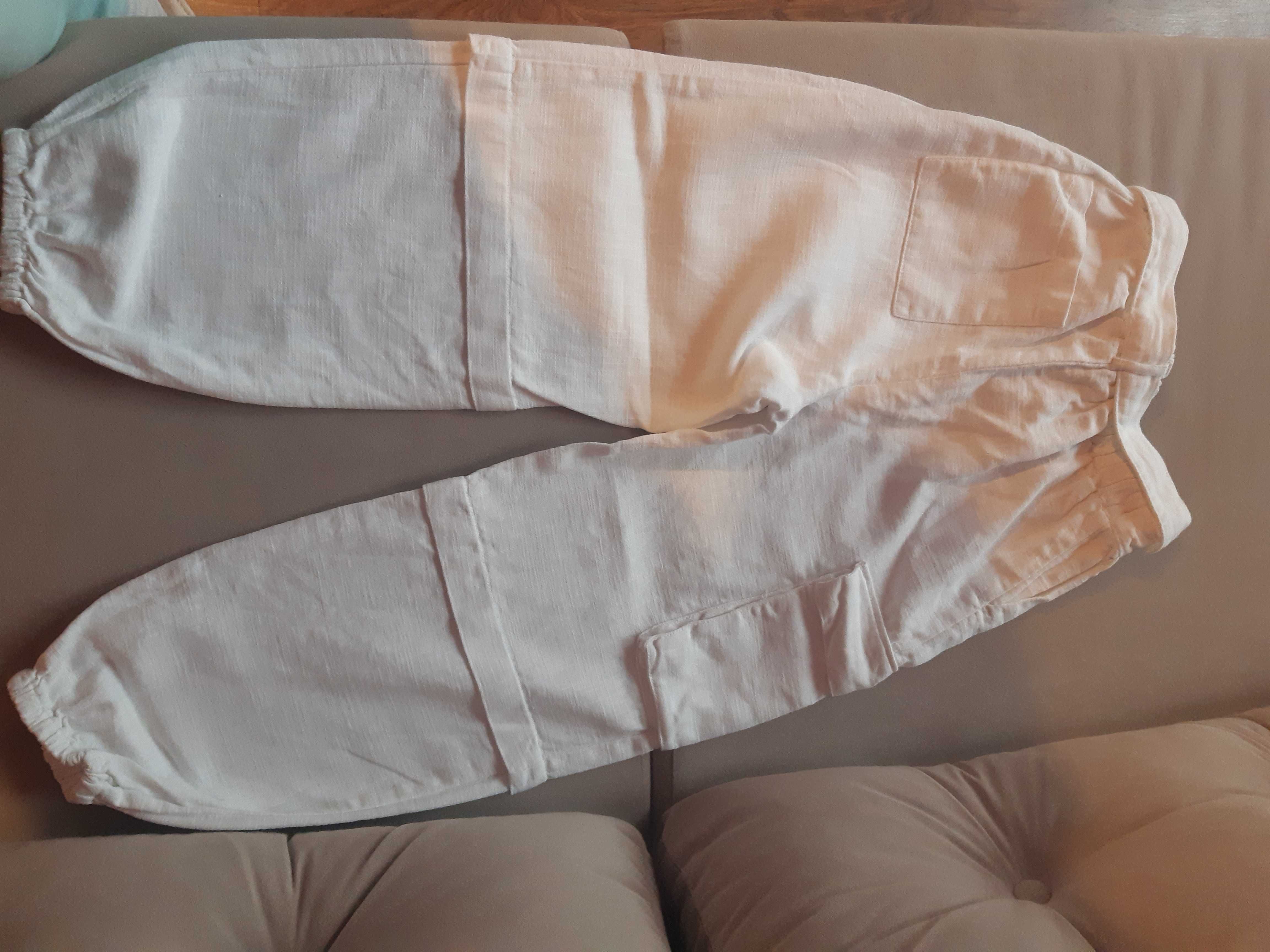 Spodnie białe lniane Zara 152
