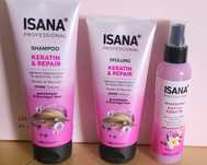 Isana Professional Keratin&Repair szampon odżywka spray do włosów