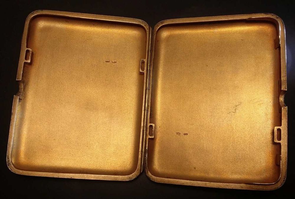 Новый серебряный футляр «Порт.сиг.» Серебро СССР РезьбаПозолота