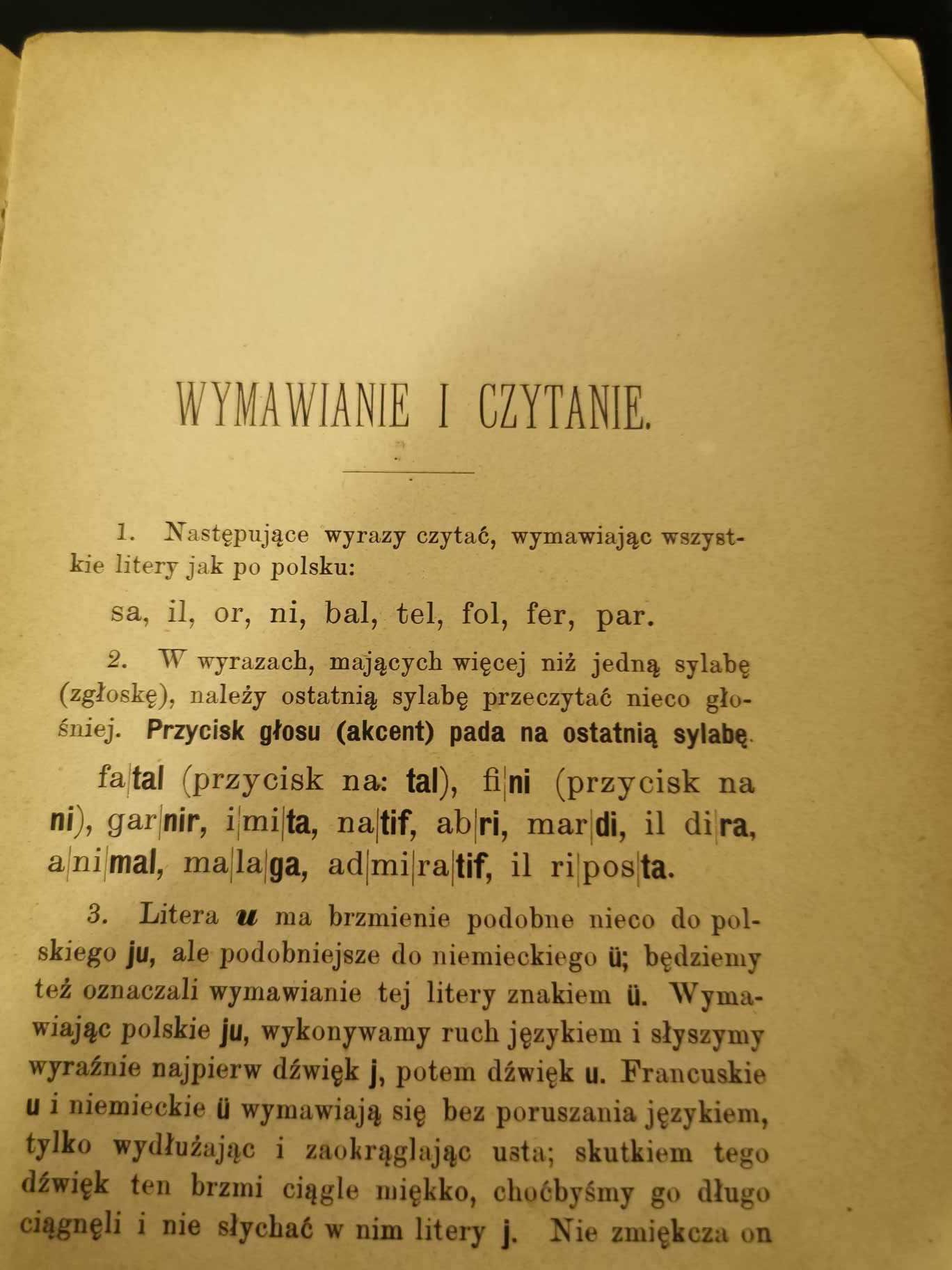 Nauka czytania języka francuskiego z 1905 roku UNIKAT