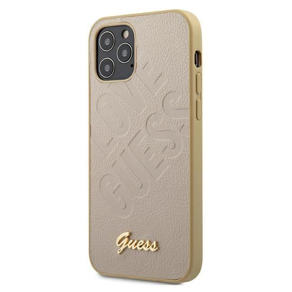 Etui Guess Iridescent Love Script Gold Logo dla iPhone 12 Mini - Złote