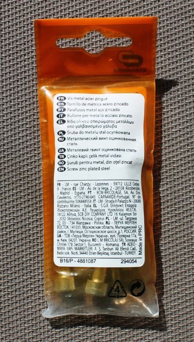 Kit de 6 parafusos de aço zincado da Standers (NOVO E SELADO)