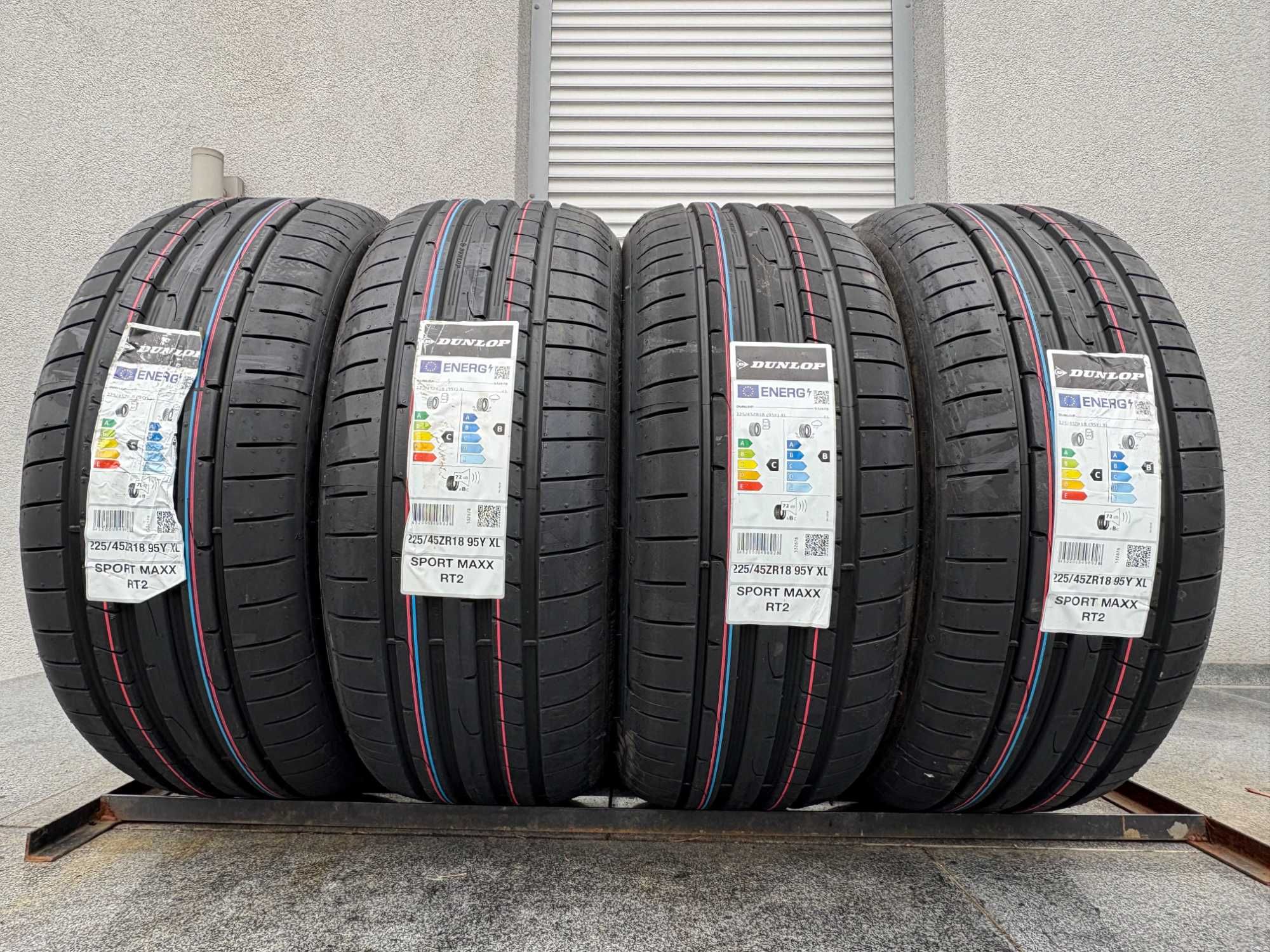 komplet letnie 225/45R18 Dunlop SportMaxx RT2 95Y XL 2024r 5lat gwar