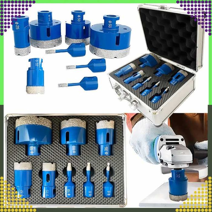 Zestaw Otwornic Koronki Wiertła Diamentowe Gresu Płytek 6-68 Walizka