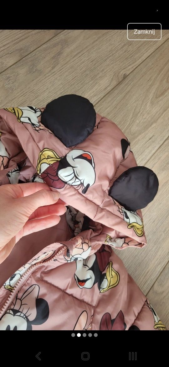 Kurtka puchowa, zimowa H&M 92 myszka minnie
