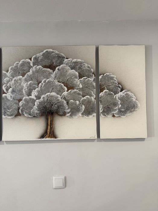 Tela Quadro com árvore - tripla