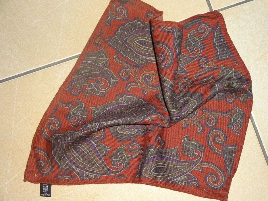 100% WOOL made in Italy wełniana poszetka butonierka wypustka paisley