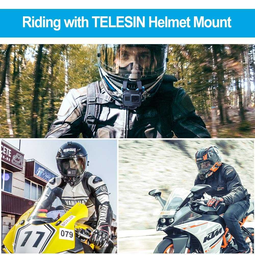 Uchwyt TELESIN do GoPro Insta360 DJI OSMO Action na kask motocyklowy