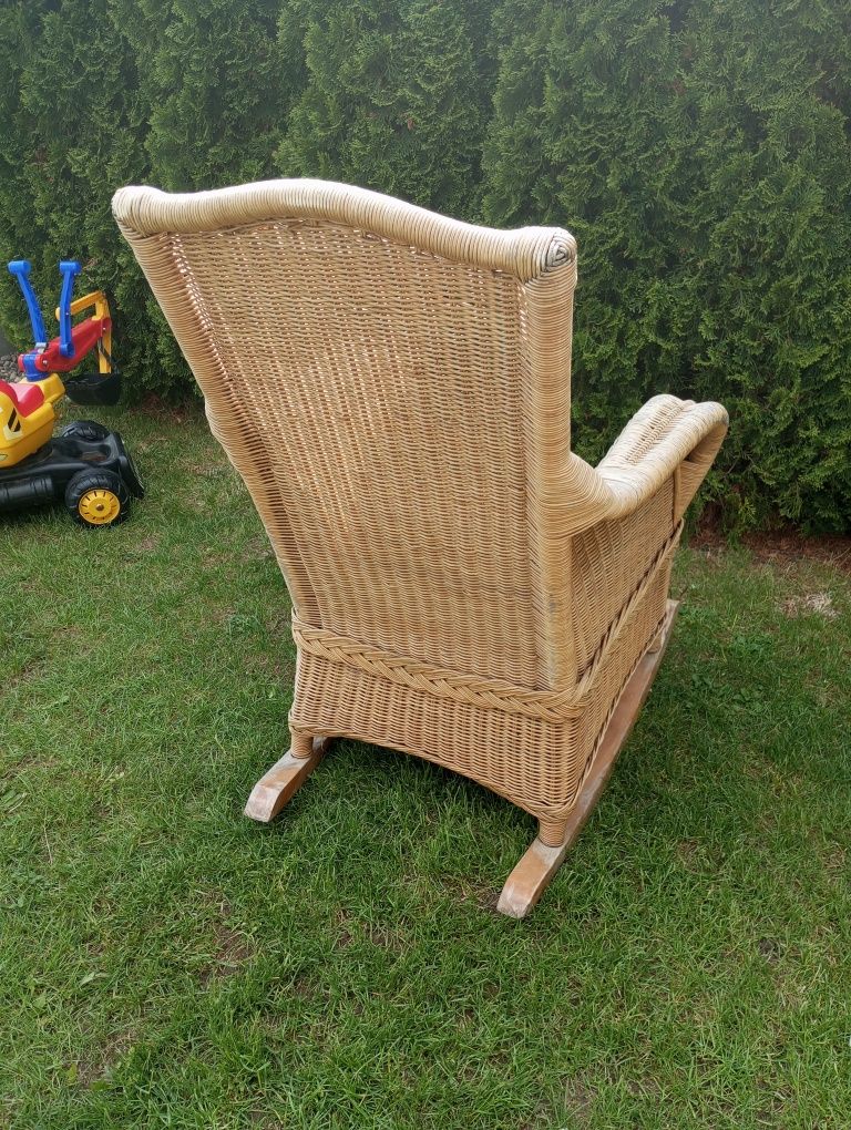 *** Fotel bujany RATAN bujak ratanowy RETRO z podnóżkiem