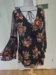 New Look czarna bluzka/tunika w kwiaty 12/40