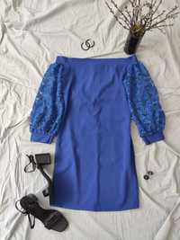 Сукня синя нова з круживним рукавом