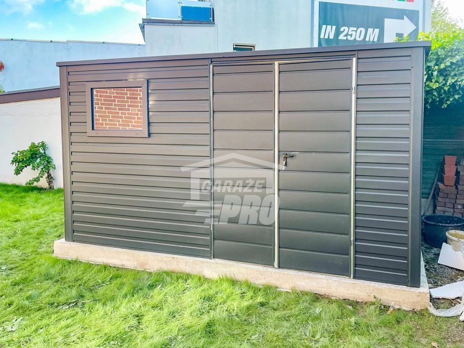 Schowek - Domek Ogrodowy 4,5x4m Brama Dwuskrzydłowa - 2x Okno GP384