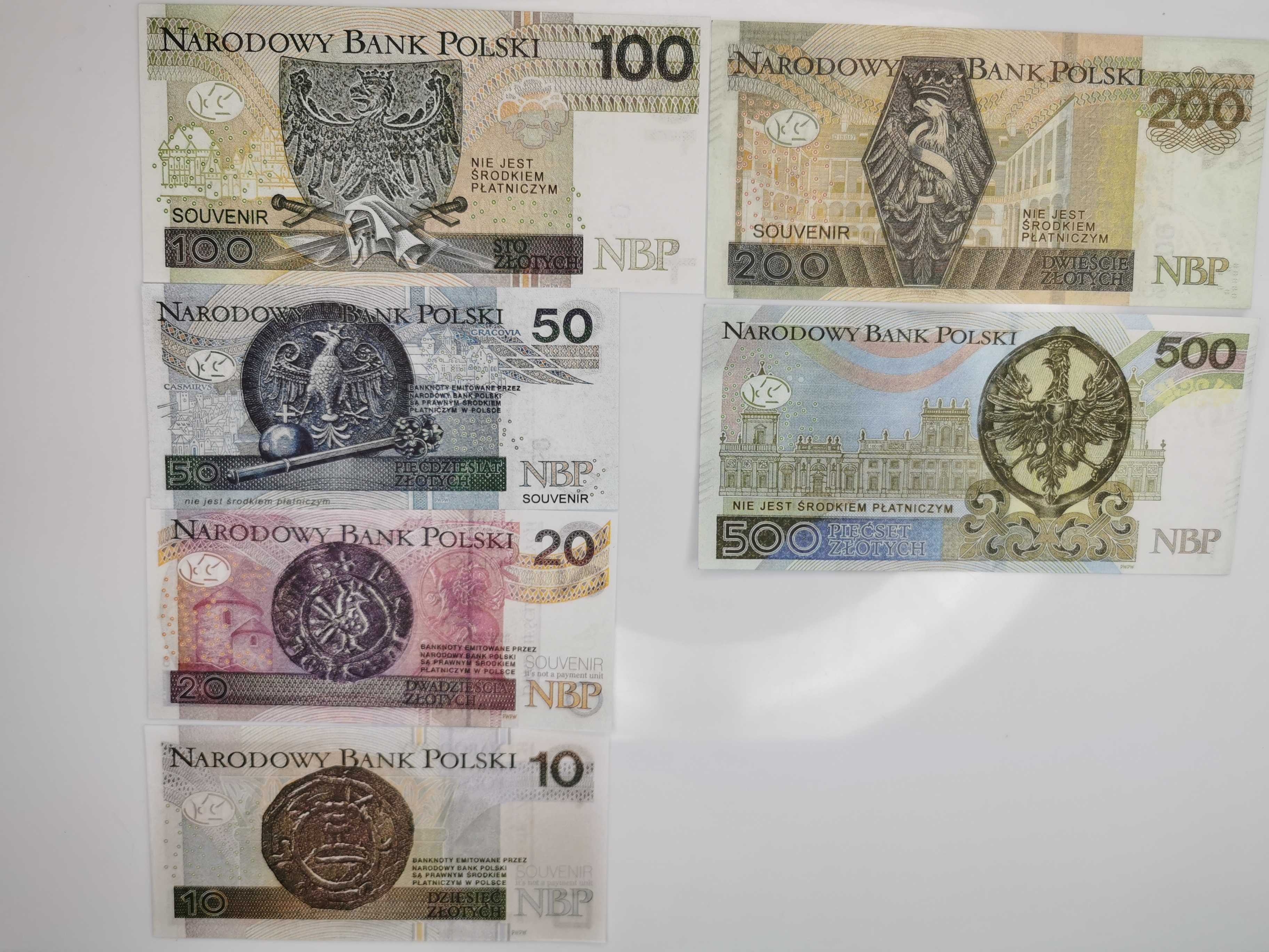 Banknoty do zabawy i nauki duży zestaw 10zł-500zł