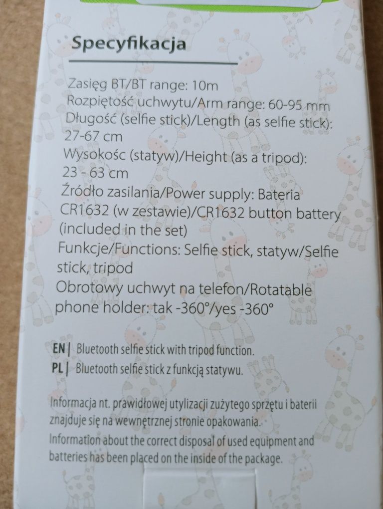 Bluetooth selfie stick z funkcją statywu