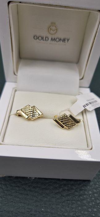 Złote kolczyki grawerowane 585 GOLD MONEY