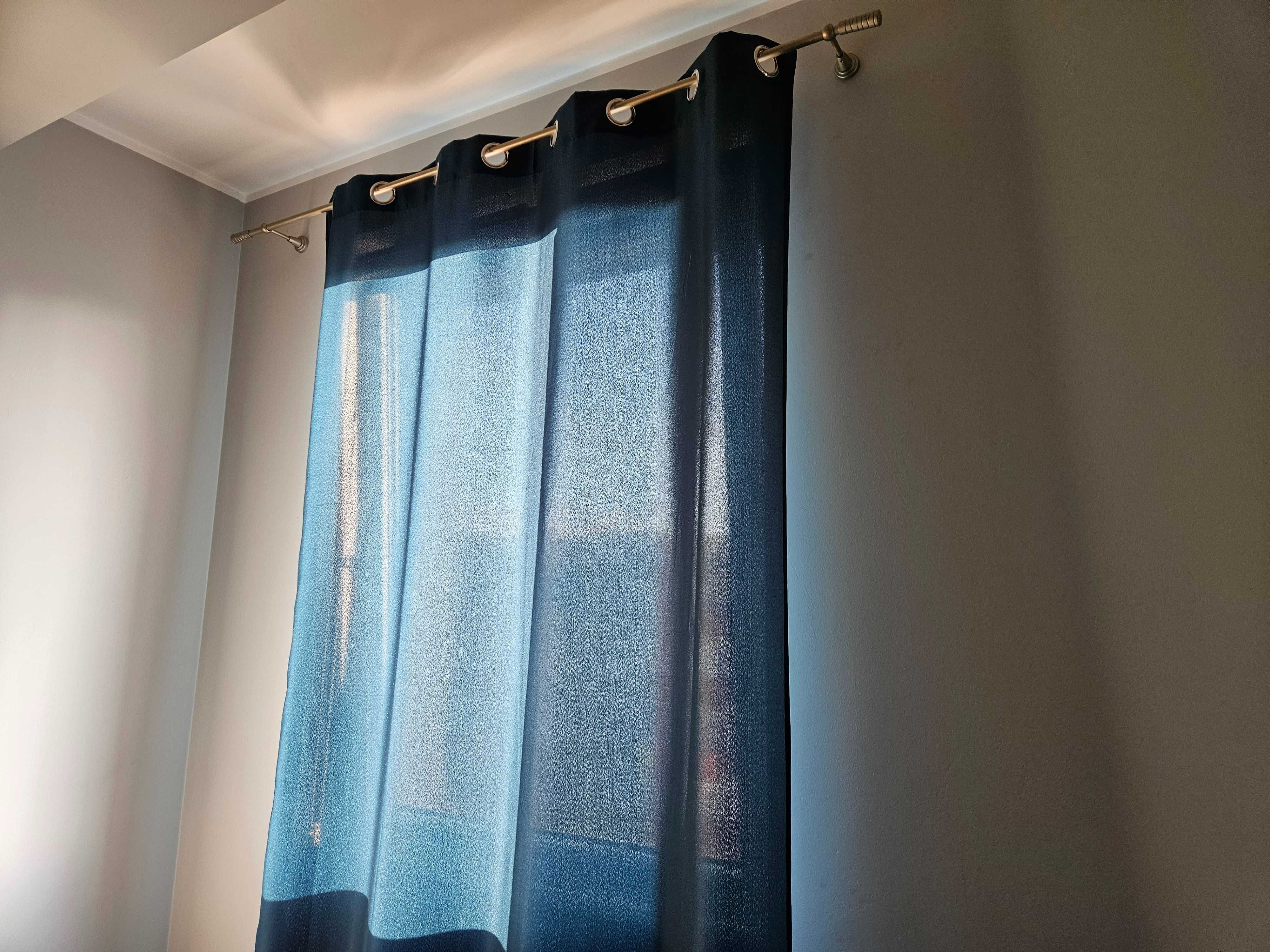 Zasłona 2 sztuki na okno szmaragd morskie 140 x 250 cm przelotki