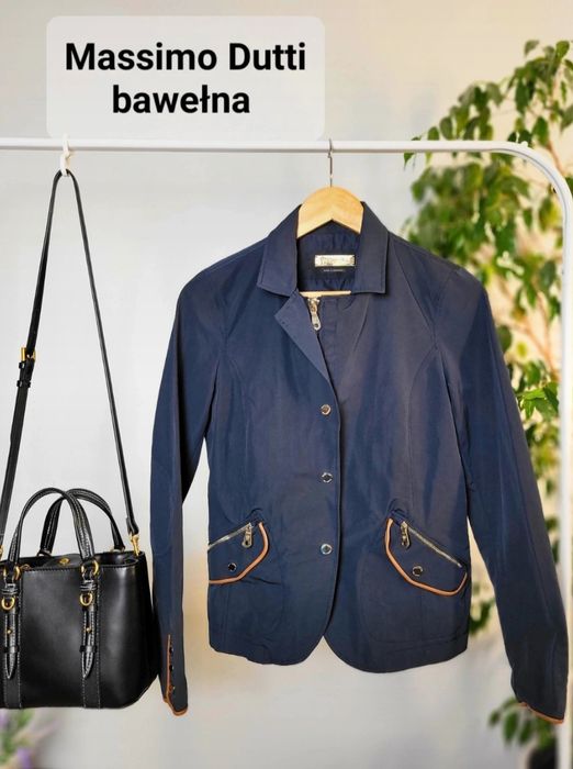 Granatowa elegancka kurtka damska przejściowa Massimo Dutti S
