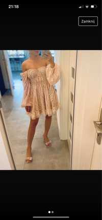 Unikatowa Sukienka suknia Cieniowana ombre koronkowa lavenoir s