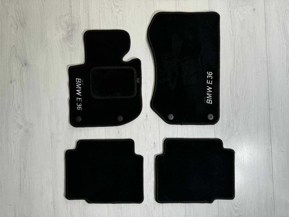 Dywaniki Welurowe BMW 3 E36 rok 90-98 Dopasowane z Napisami Grube