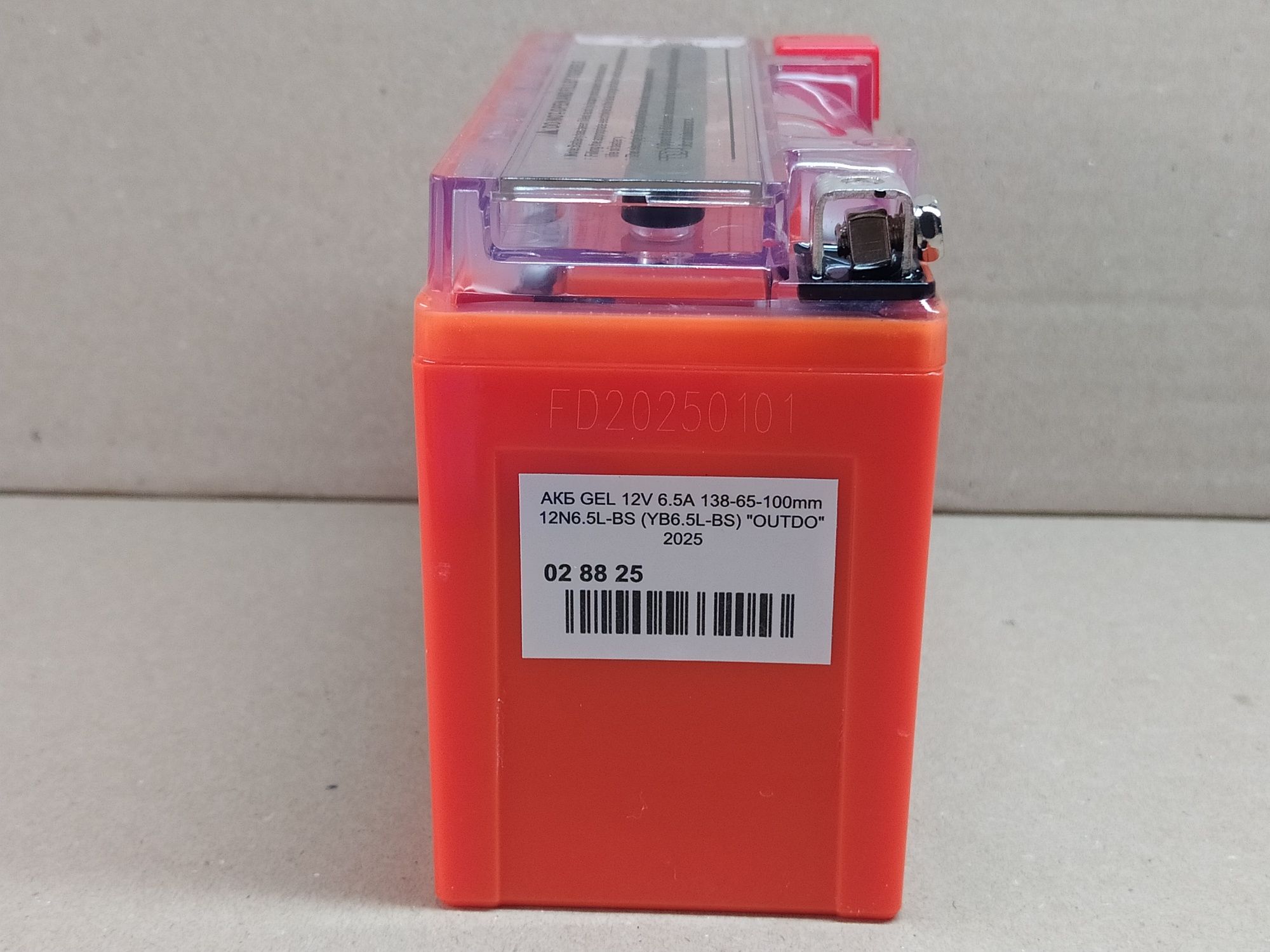 Аккумулятор мото АКБ GEL 12V 6.5A 135-65-100mm (YB6. 5L-BS) "OUTDO"