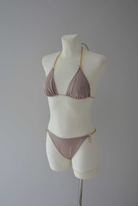 Calzedonia fioletowy liliowy satynowy strój kąpielowy bikini 75B 36 S