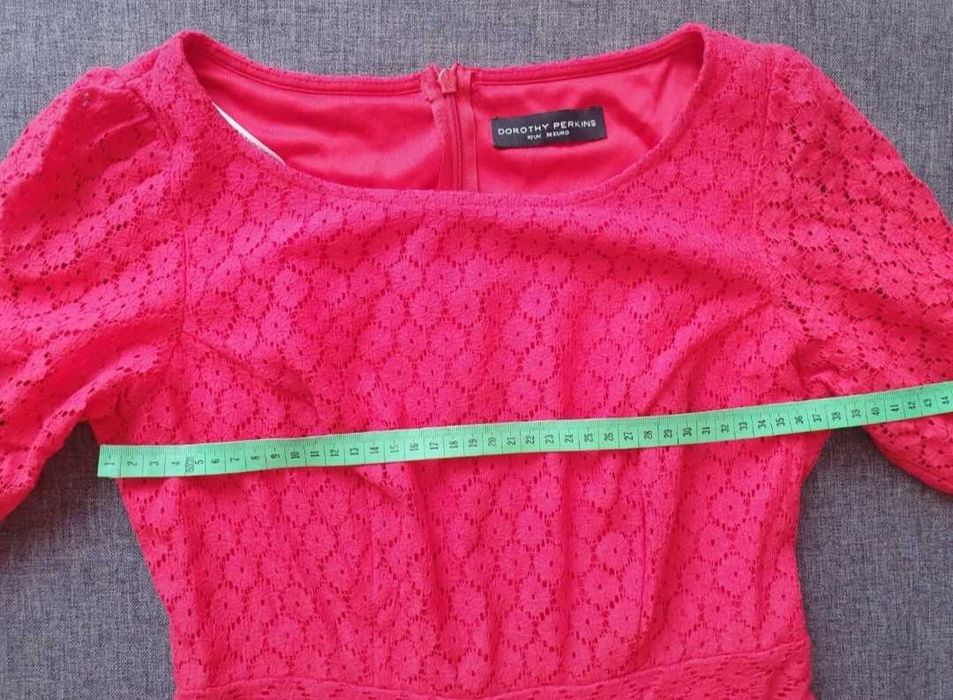 Sukienka koralowa/czerwona, koronka, r. M(38), Dorothy Perkins