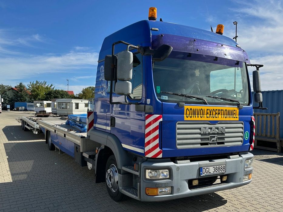 Man TGL 12.240 PLATFORMA Autolaweta + Przyczepa Autolaweta