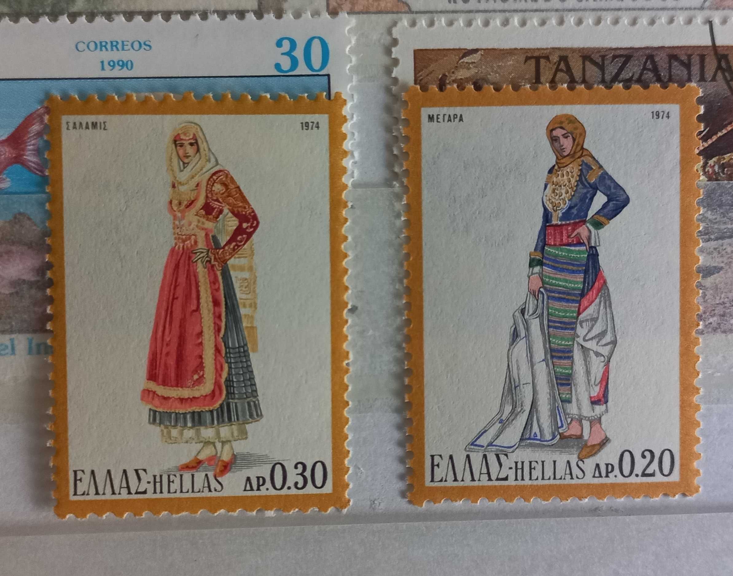 Znaczki pocztowe - Folklor - Ubrania - Grecja - czyste