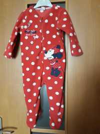 Pajacyk czerwony w białe kropki Mickey Mouse 6-9 m-cy