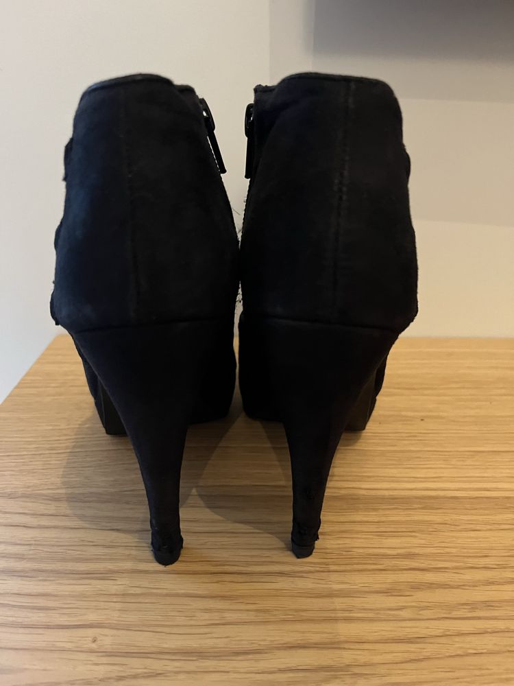 NEW LOOK buty botki czarne 38 na platformie i obcasie