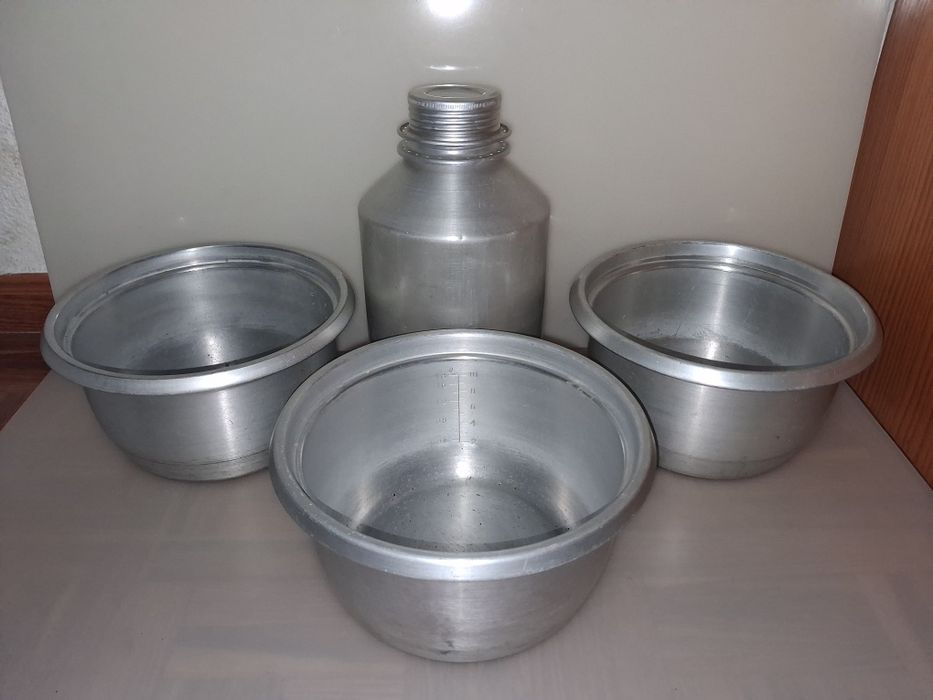 Antiga Leiteira de Alumínio + Acessórios  Medidas Alumínio