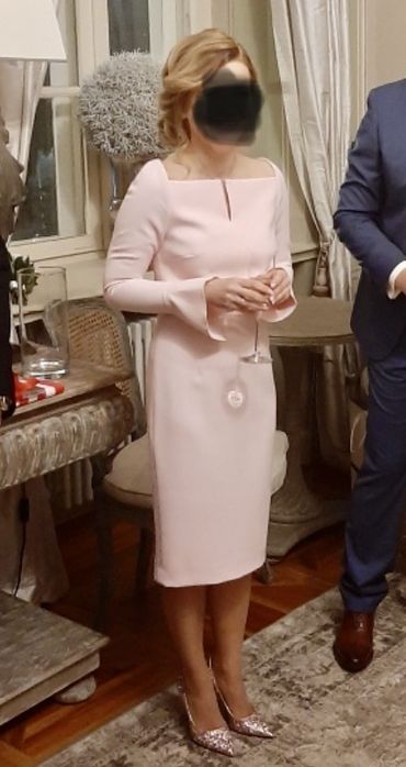 Roland Mouret – jasnoróżowa sukienka Garten, XS / 34 / UK 6