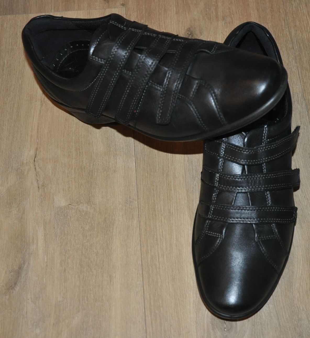 ECCO R.41 półbuty, skórzane sneakersy na 3 rzepy, buty na co dzień