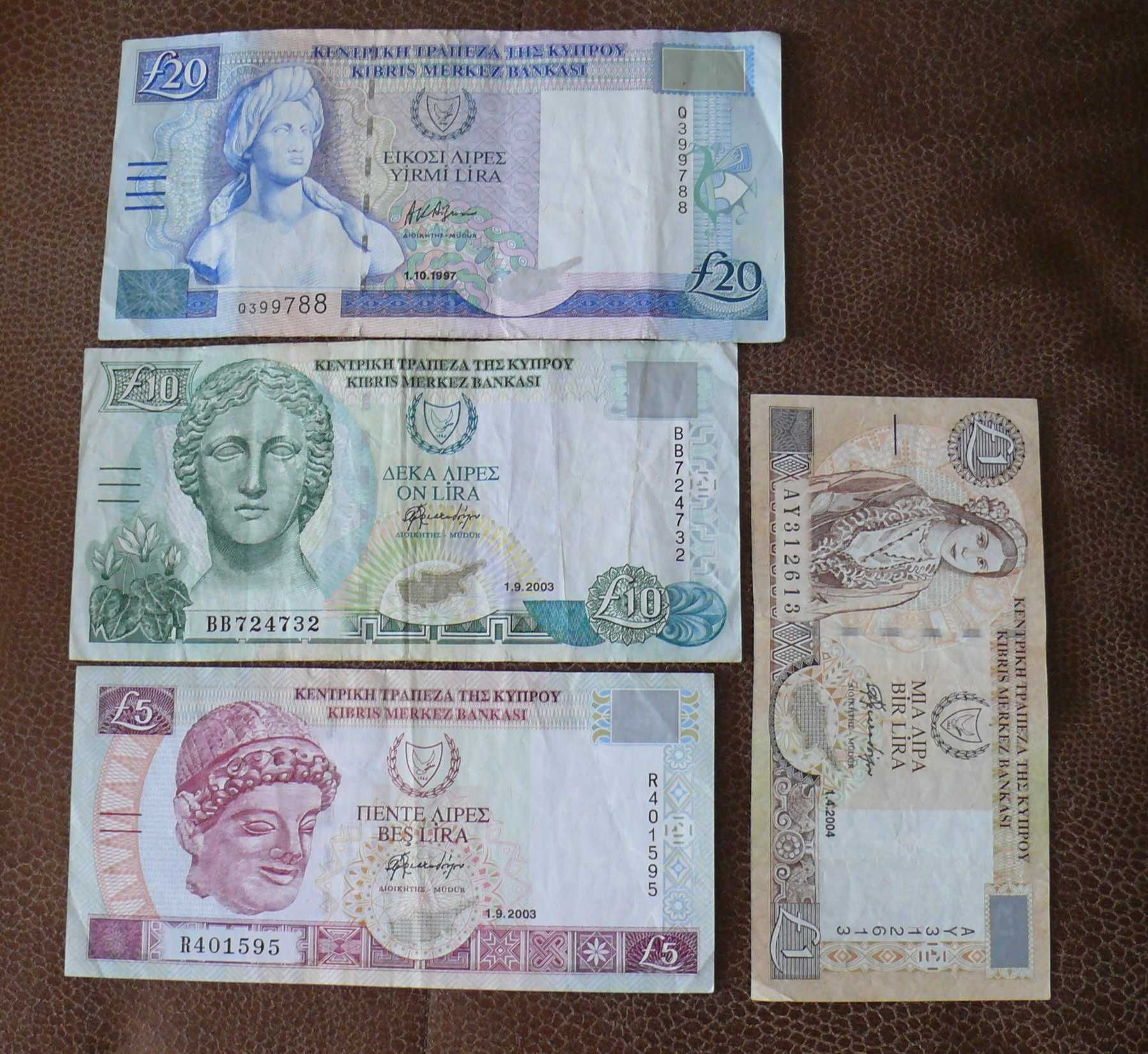 Cypr 1, 5, 10, 20 funty cypryjskie, zestaw 4 szt.